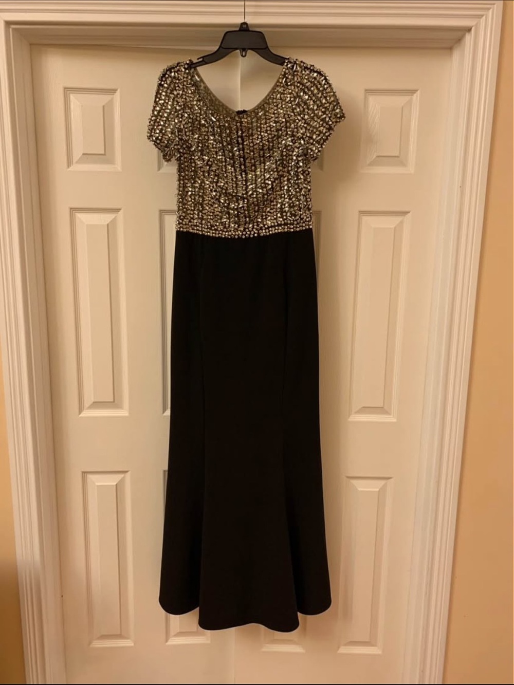 Terani Couture Black Gown with Silver Beaded Bodice